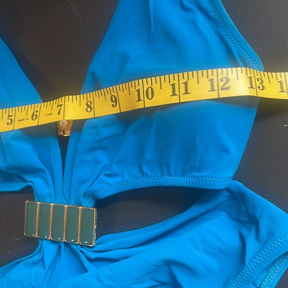 Blue Monokini, embellished design front,halter top with tie, size small - Picture 4 of 10